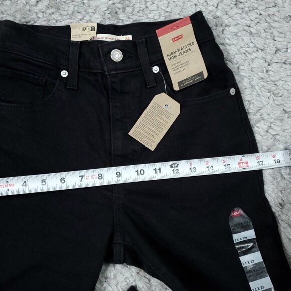 Levi's High Waisted Mom Jeans Tapered Stretch Size 24 x 29 Black High Rise - Picture 12 of 12